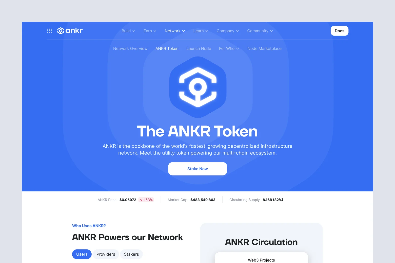 Ankr staking website.