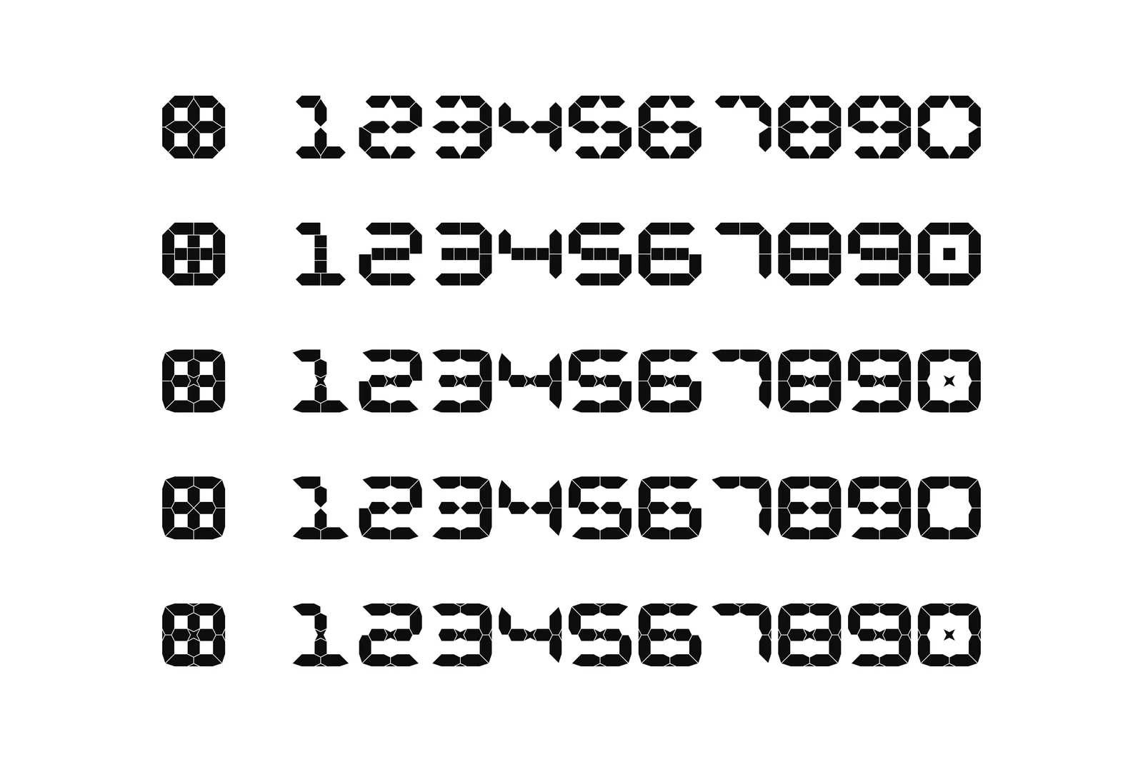 Experimental segmented numeral set.